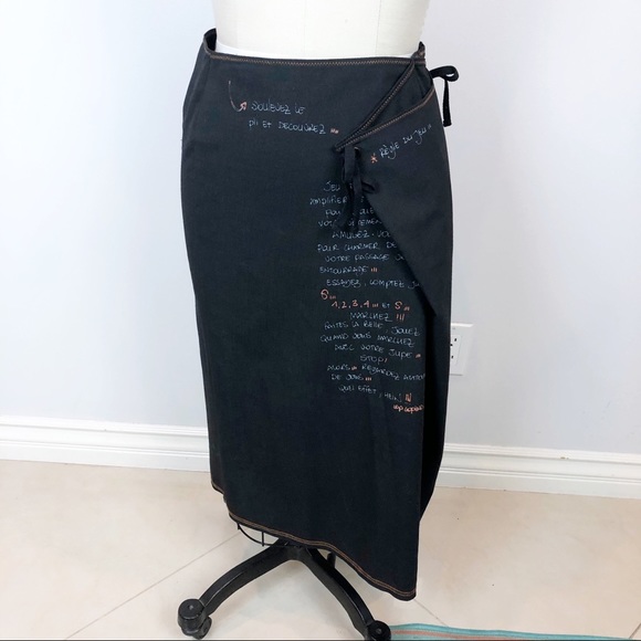 Cop Copine Dresses & Skirts - COP COPINE Handwritten Asymmetric Wrap Midi Skirt